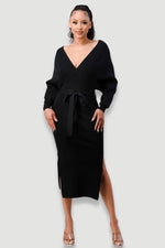 Load image into Gallery viewer, VNECK KNIT MIDI DRESS
