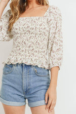 Load image into Gallery viewer, FLORAL SQUARE NECK TOP
