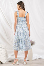 Load image into Gallery viewer, FLORAL TIE STRAP MIDI DRESS
