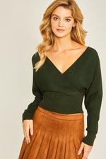Load image into Gallery viewer, RIBBED SURPLICE SWEATER
