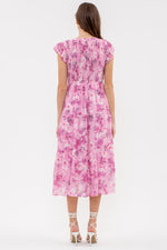 Load image into Gallery viewer, FLORAL FLUTTER SLEEVE MIDI

