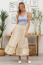 Load image into Gallery viewer, FLORAL FRONT SLIT MIDI SKIRT
