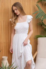 Load image into Gallery viewer, EYELET HEM TIERED MIDI
