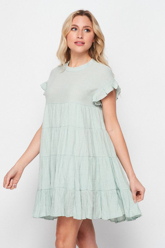 TIERED A-LINE BABYDOLL DRESS