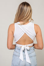 Load image into Gallery viewer, TIE BACK RIBBED CROP TOP
