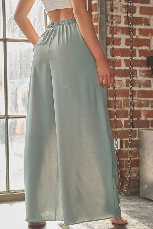 WIDE LEG CHIFFON PANT